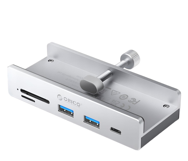 Orico USB-C - 2x USB-A 3.2, USB-C 3.2, SD&TF - srebrny (na zacisk, - 1343435 - zdjęcie
